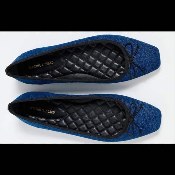 Veronica Beard Blue Denim Bow Flats Size 5 NWT - Picture 11 of 15